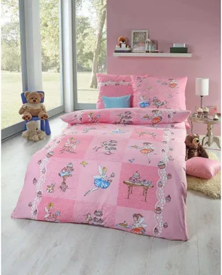 Immagine prodotto di Kaeppel Renforcé Biancheria da letto Cupcake Bambini Fata 100% cotone Copripiumino con cerniera Federe Set da letto 100x135 cm Rosa