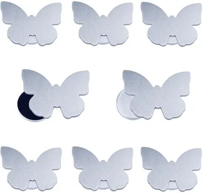 Immagine prodotto di Peso per tovaglia da esterno Ibenzoa® – Set da 8, acciaio inossidabile (resistente alla ruggine) con magneti potenti, base in velluto, design a farfalla argentata