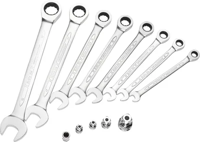 Produktbild von Elora Satz-Maulschlüssel mit Ringratschen, 8-teilig, ELORA 204-S8AF