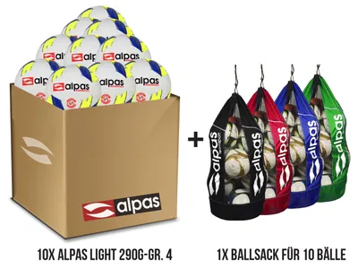 Produktbild von Alpas 10x Leichtball 290g - Gr. 4 + 1x Ballsack /Ballpaket Light