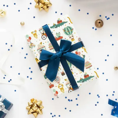 Produktbild von Geschenkpapier zum Geburtstag - Dschungeltiere Festdesign - 8 Bögen - 50x70cm - Für Jungen und Mädchen - Babyshower - Geburtstag - Geschenkpapier