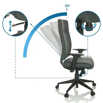Produktbild von hjh OFFICE Profi Bürostuhl PRO-TEC 300 Ergonomischer Schreibtischstuhl mit Armlehnen (höhenverstellbar) Stoff Anthrazit Drehstuhl für Büro, Zuhause