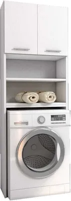 Produktbild von Badezimmerschrank Über Waschmaschine Hochschrank Regal Weiß