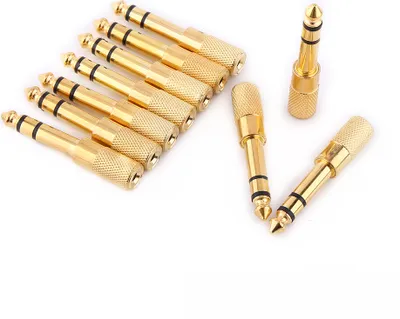 Imagen del producto de Adaptador de audio, conector de 6,5 mm a conector de 3,5 mm, baja pérdida de señal, ideal para la transmisión de audio