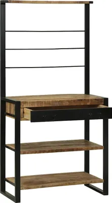 Image de vidaXL Étagère de cuisine marron et noir 80 x 40 x 160 cm bois massif mangue