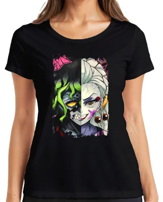 Obrázek produktu pro Demon Oni Half Face Anime Manga Gothic Grunge Mask Y2K Japan Dámské tričko, černá, S