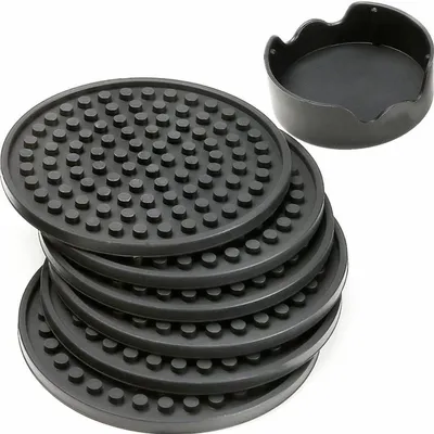 Immagine prodotto di INF Set di sottobicchieri in silicone resistenti al calore (6 pezzi + 1 supporto)