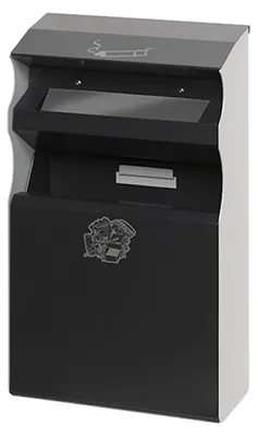 Produktbild von Eckiger Kombiascher mit Einwurfblende | 15 Liter, HxBxT 54x30x14cm | Verzinkter Stahl | Anthrazit