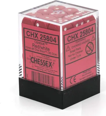 Produktbild von Chessex W6x12 Würfelset Opaque Rot/Weiß