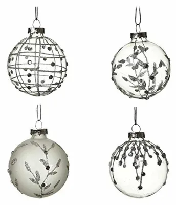 4er-Set mattierte Glas-Weihnachtskugeln 7 cm