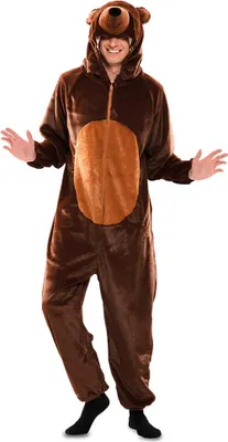 Produktbild von Warmes braunes Bär Overall Kostüm für Fasching und Karneval Größe S mit Kapuze