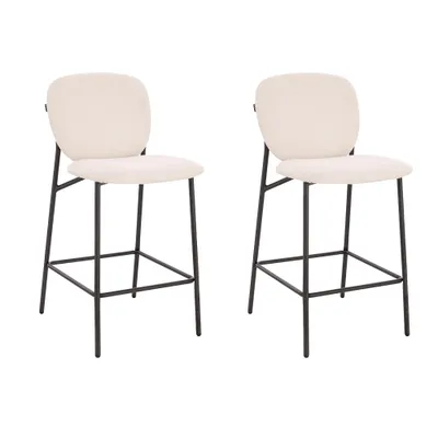 Produktbild von HOME DELUXE CELDA Bouclé Samt - 2er Set Weiß | Barstühle, Küchenstühle, Tresenhocker, Esszimmer, Küche, Barstuhl