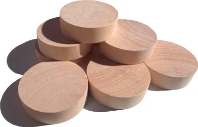 Zdjęcie produktu dla Zestaw 30 drewnianych krążków (średnica: 6 cm, grubość: 18 mm, drewno schima)