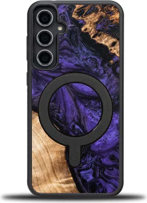 Imagen del producto de Funda de madera para Galaxy S23 FE, modelo Unique Violet de Bewood, compatible con MagSafe