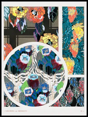 Produktbild von Plakat 60x80cm Blumen Art Deco v.2, Bénédictus Vintage für das Wohnzimmer