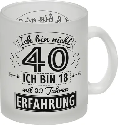 Produktbild von Witziger Glas Tasse für den 40. Geburtstag mit Motiv: Erfahrung