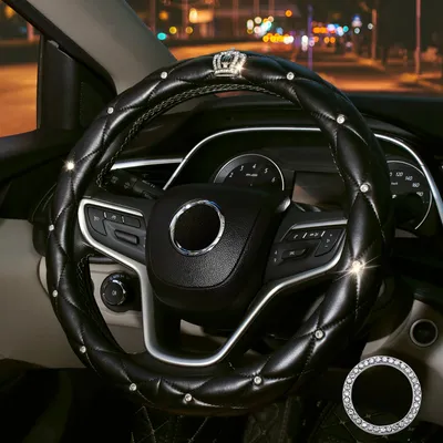 Imagen del producto de Omgoods - Funda universal para volante de coche de cuero con pedrería