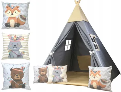 Obrázek produktu pro Dětský stan TEEPEE (TÝPÍ) BOHO s doplňky - šedý/béžový