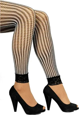Produktbild von K84250679-S-L schwarz-weiß Damen Netzstrumpfhose Gangsterin Gr.S-L