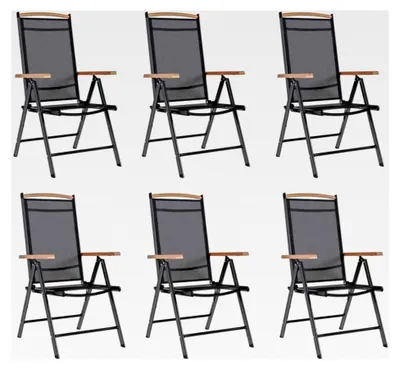 Produktbild von 6 Stück Klappbare Gartenstühle Hochlehner Schwarz