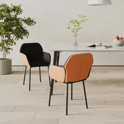 Produktbild von Esszimmerstühle 2 Stk. Schwarz Stoff und Kunstleder , Esszimmerstühle Design 2024