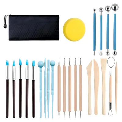 Produktbild von 25-teiliges Töpferwerkzeug-Set mit Modellierwerkzeugen für Ton und Modelliermasse