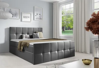 Produktbild von Boxspringbett Schlafzimmerbett CARMEN LUX 120x220cm Kunstleder Madryt Anthrazit