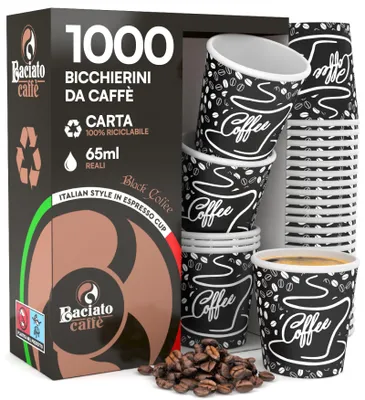 1000 Papierbecher 65 ml Schwarz Umweltfreundlich Einweg