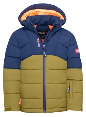 Productafbeelding van TROLLKIDS Gryllefjord kinderski-jas met afneembare capuchon, groen, maat 128