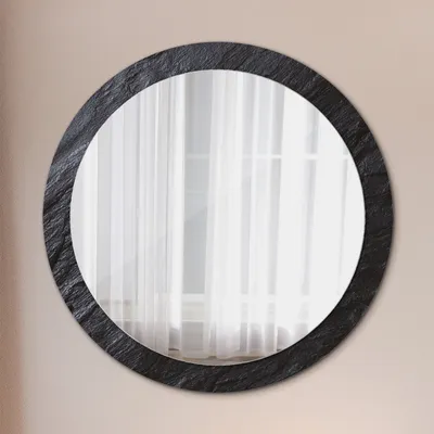 Obrázok produktu pre Ø90cm Moderné zrkadlo - Nástenné zrkadlo na stenu - Spálňa - Čierny kameň