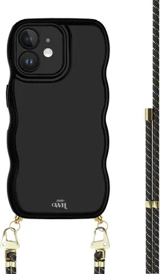Produktbild von Glossy Wavy Cord Hülle Black - Gold Goddess  - Kompatibel mit iPhone 12