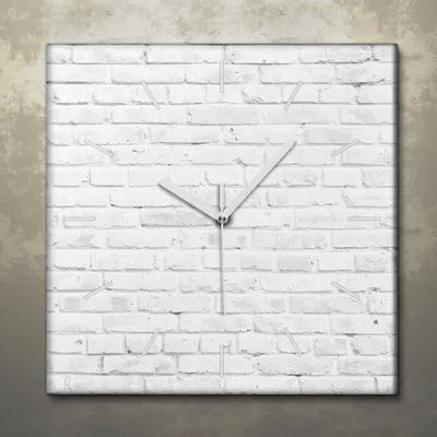Produktbild von Wohnzimmer Leinwand Uhr Geräuschlos Küche 30x30 Ziegel, Motive, Wand, Textur, weiße Zeiger