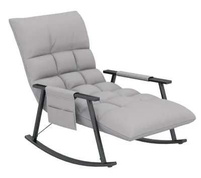 Produktbild von Schaukelstuhl, Relaxsessel Verstellbare Rückenlehne & Fußstütze, Sessel Seitentasche,Metallrahmen