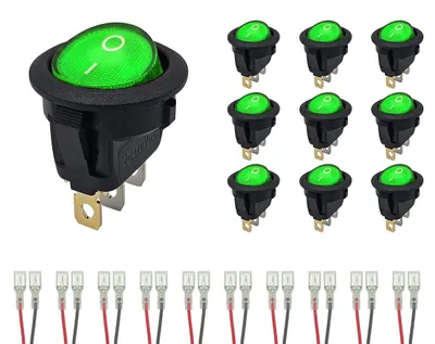 Produktbild von ProRide Wippschalter ON/OFF 12 V/20 A, 3-polig, grün, 10 Stück