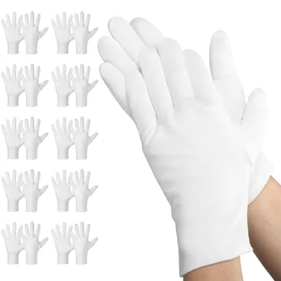 Produktbild von Weiße Baumwollhandschuhe, Set mit 20 Stück, Größe L