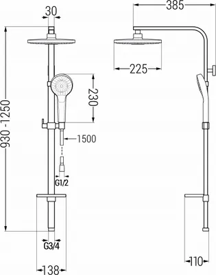 Image de Mexen Q05 Colonne de douche, noir - 798050595-70