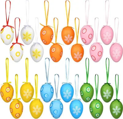 Immagine prodotto di Uova di Pasqua Uova di Pasqua decorative in plastica da appendere 24 pezzi 6 cm
