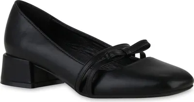 Produktbild von VAN HILL Damen Riemchenballerinas Ballerinas Klassische Schleifen Schuhe 841497, Farbe: Schwarz, Größe: 39