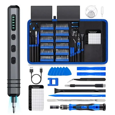 Produktbild von Elektrisches Schraubendreher Set 140 in 1 Präzisions Reparaturset, 120 Bits, LED Licht, für PC Laptop Handy Elektronik DIY