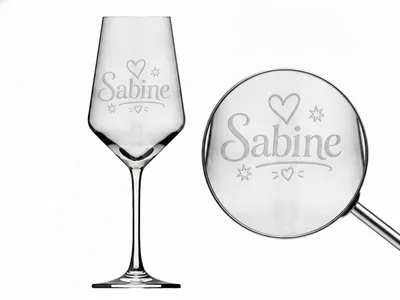 Produktbild von 1x Weinglas Gravur Sabine Namensglas 350ml spülmaschinenfest kristallklar