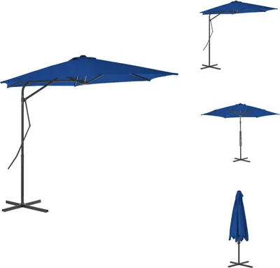 Image de vidaXL Parasol avec mât en acier bleu 300x230 cm - Parasols & ombrelles