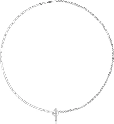 Produktbild von Stylische 925 Sterling Silber (Rhodiniert) Paperclip Damen - Halskette - 46cm, 9 Gramm; TRS37206