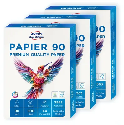 Produktbild von AVERY Zweckform 2563 Drucker-/Kopierpapier (1.500 Blatt, 90 g/m², DIN A4 Papier,