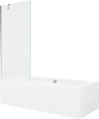 Immagine prodotto di Mexen Cube vasca rettangolare 180 x 80 cm con pannello e paravento a 1 anta 80 cm, trasparente, cromo - 550518080X9508000001