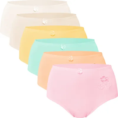 Produktbild von Celodoro Damen Taillenslip (6er Pack) Microfaser-Slip mit Stickerei - Pastelltöne 44-46