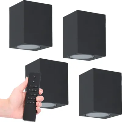 Produktbild von hoftronic LED-Wandleuchte 4W 345lm 2700K GU10 Schwarz IP65 Set 4er
