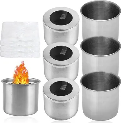 Produktbild von Inhalt in HTML - Ethanol Brennkammer mit Bioethanol Brenntopf - Edelstahlbox - Ethanol Tischkamin - Innenbecher 75 68