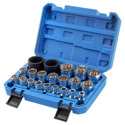 Produktbild von Vielzahn Steckschlüsselsatz 21 teilig, 1/2 Zoll, 8-36 mm, CR-V Stahl, für Autos