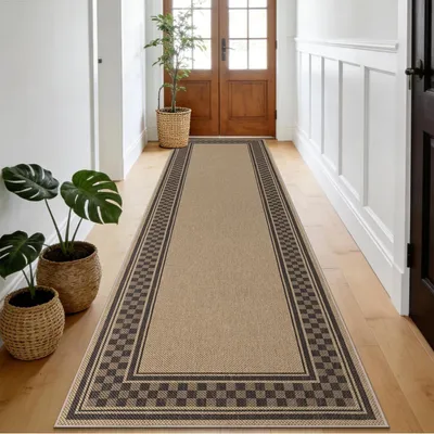 Productafbeelding van Tapijt, gangtapijt, 80x240 cm, jute-look, bruin, antislip, wasbaar