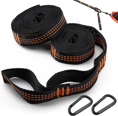 Obrázok produktu pre Záves na hojdaciu sieť 2 kusy, 2 m x 2,5 cm, max. nosnosť 200 kg, oranžový, na vonkajšie použitie